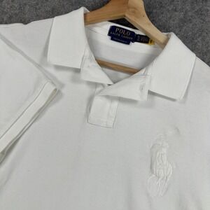 Polo Ralph Lauren Polo Shirt Mens XL White Custom Slim Fit Big Pony Pique